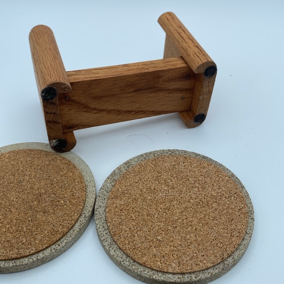 Set of 4 cork back thirstystone 4” coasters flying ducks mallards w/ wood holder - Picture 12 of 12